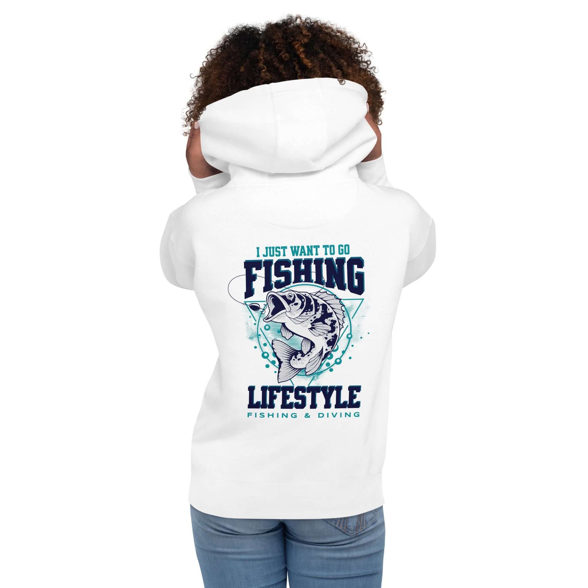 Sudadera con capucha Fishing Lifestyle con diseño de pesca en la parte posterior y capucha cálida.