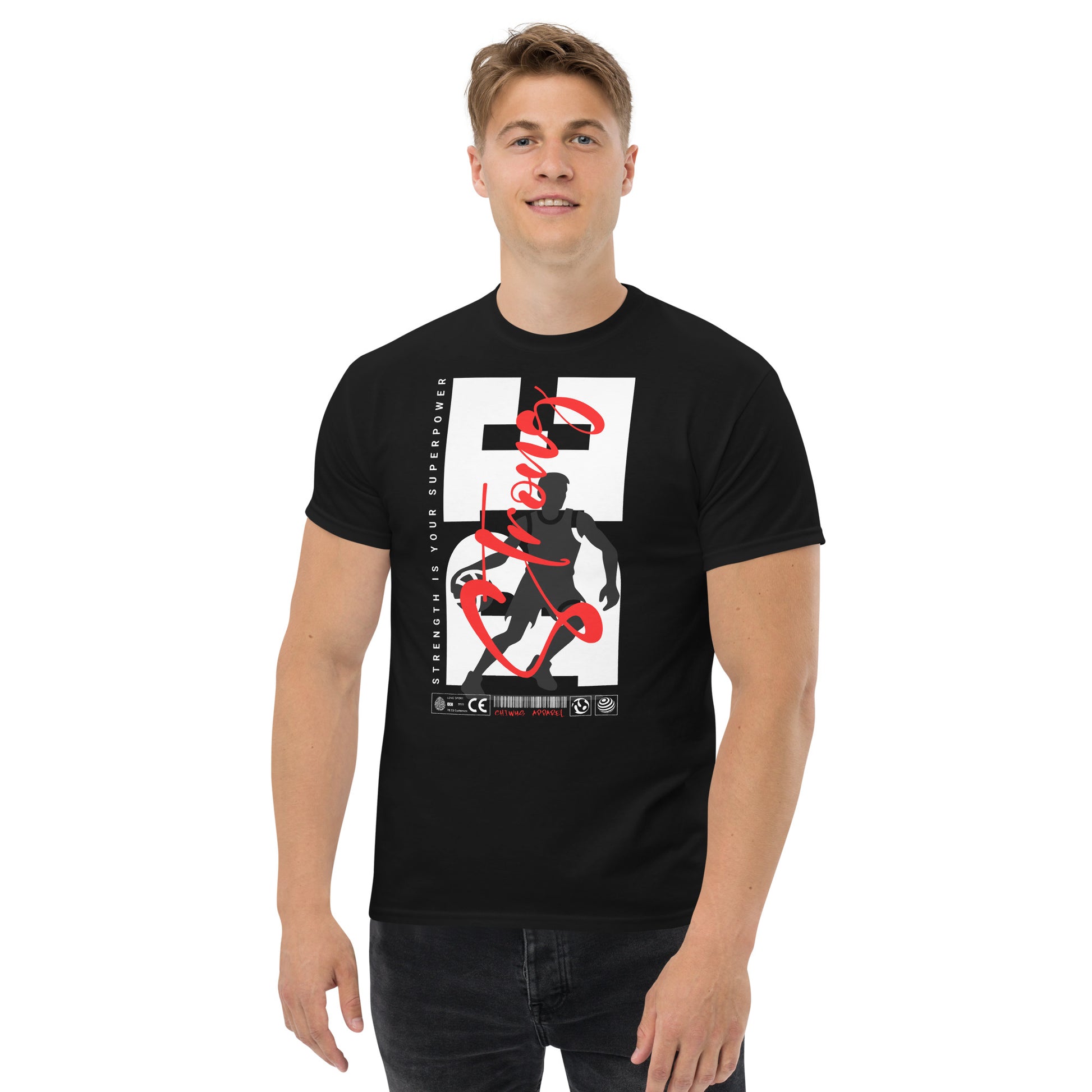 joven con Camiseta Unisex BE STRONG