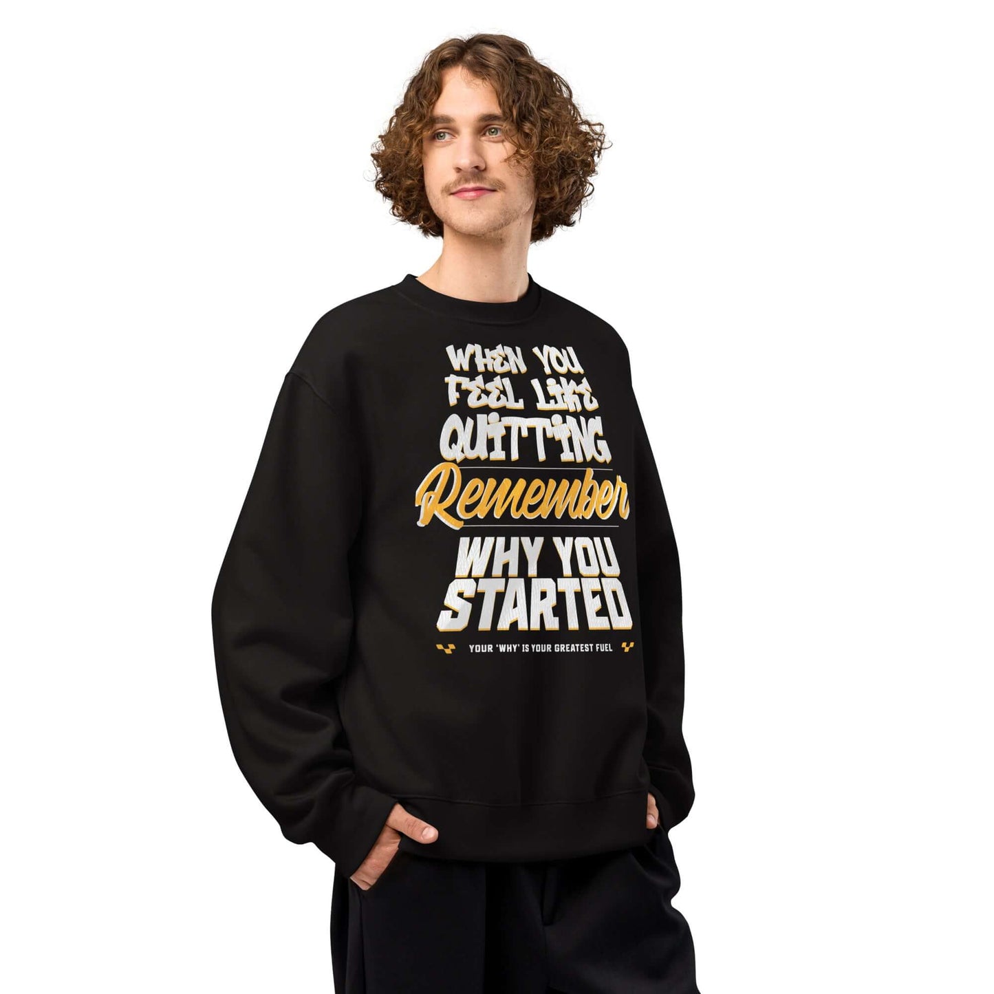 Sudadera gruesa oversize Motivacional con mensaje inspirador para recordar tus metas y mantenerte motivado.