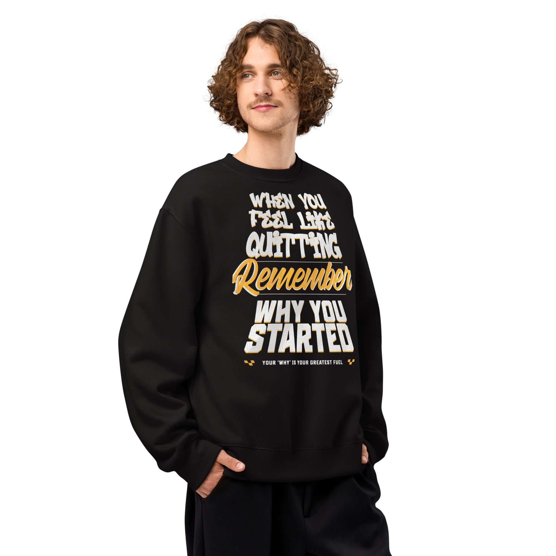 Sudadera gruesa oversize Motivacional con mensaje inspirador para recordar tus metas y mantenerte motivado.