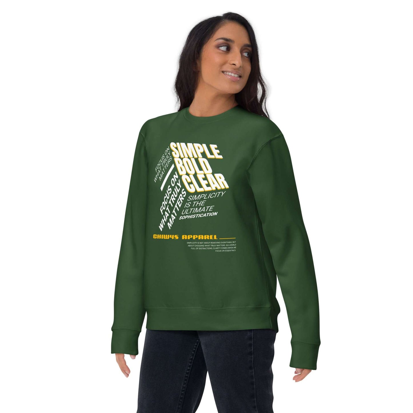 Sudadera gruesa unisex Sencillo y Elegante en verde, con diseño gráfico moderno y ajuste cómodo.
