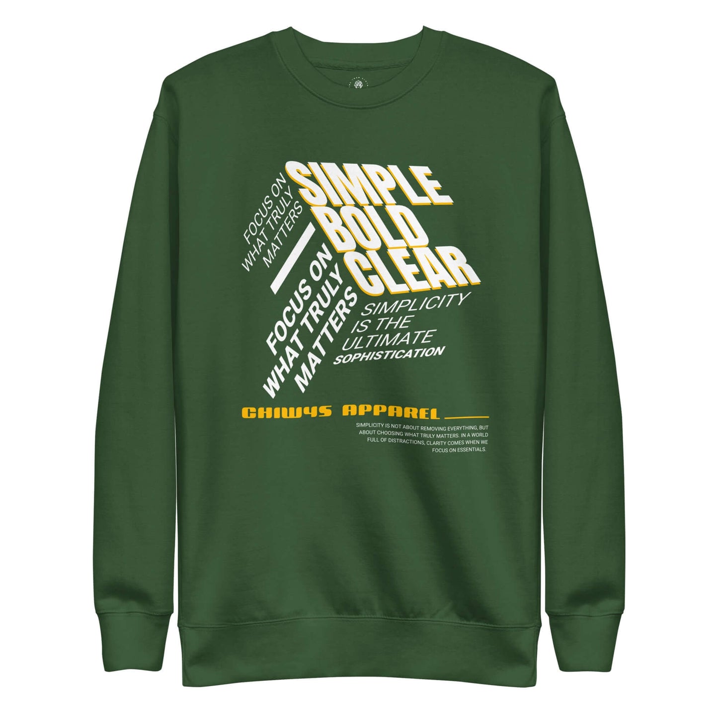 Sudadera gruesa unisex Sencillo y Elegante en verde con tipografía moderna y mensaje inspirador.