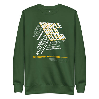 Sudadera gruesa unisex Sencillo y Elegante en verde con tipografía moderna y mensaje inspirador.